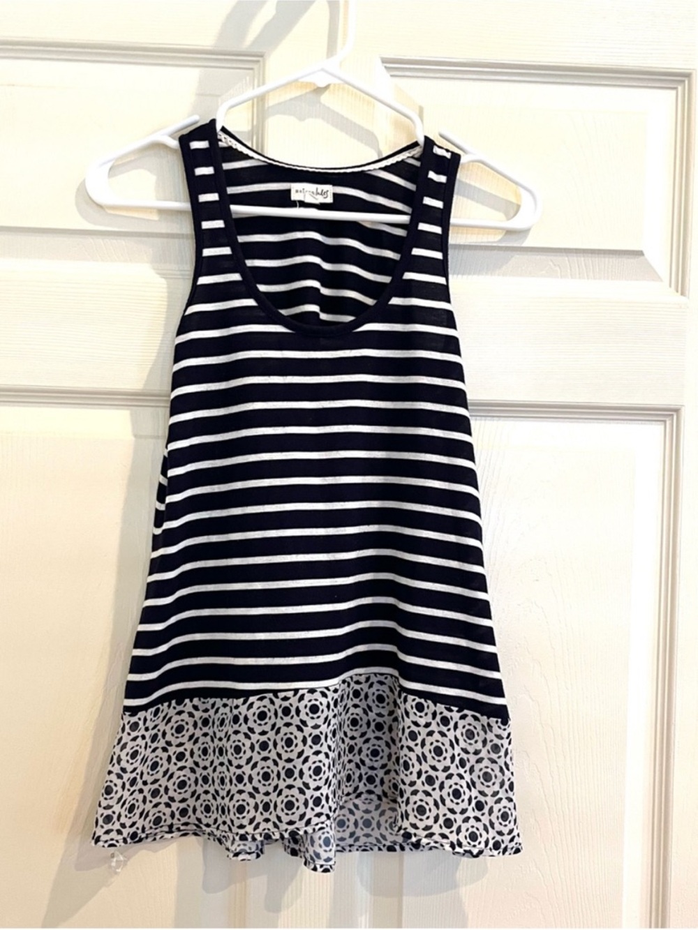 MAISON JULES Stripe Tank Top with printed Hem